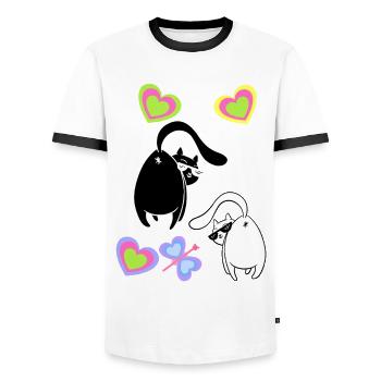 Cats, Cats, Children, Child, Kitten - Men's Ringer Shirt - white/black - Front - AI Model Female 172 light (172cm) & AI Model Male 178 dark (178cm)