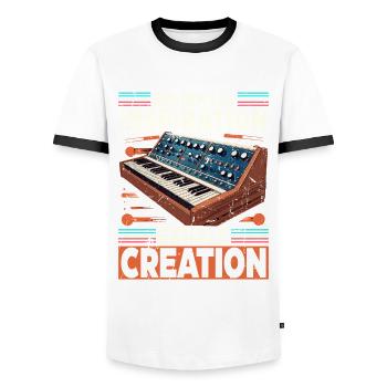Synthesizer Synth Inspiration - Men's Ringer Shirt - white/black - Front - AI Model Female 172 light (172cm) & AI Model Male 178 dark (178cm)