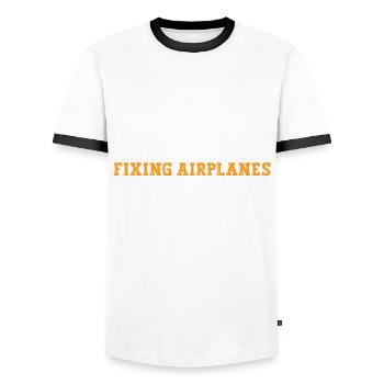 Mécanicien d’aéronefs - T-shirt contrasté Homme - blanc/noir - Devant - AI Model Female 172 light (172cm) & AI Model Male 178 dark (178cm)