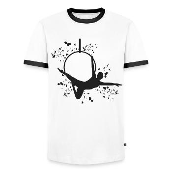 Aerialist Aerial Ring Lyra Air Ring - Men's Ringer Shirt - white/black - Front - AI Model Female 172 light (172cm) & AI Model Male 178 dark (178cm)