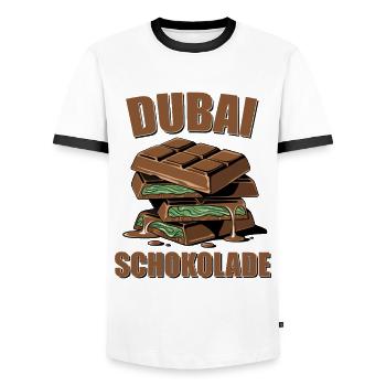Dubai Schokolade - Männer Kontrast-T-Shirt - Weiß/Schwarz - Vorne - AI Model Female 172 light (172cm) & AI Model Male 178 dark (178cm)