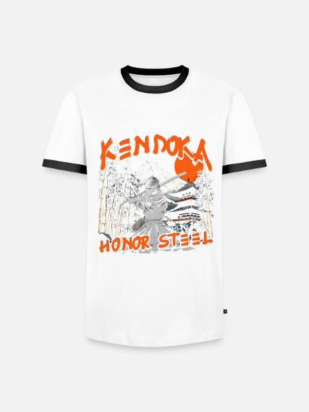 Kendo Japanische Kampfsportarten - Männer Kontrast-T-Shirt - Weiß/Schwarz