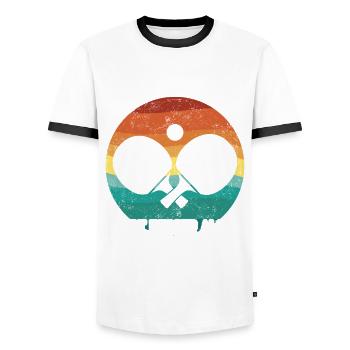 Tischtennis - Männer Kontrast-T-Shirt - Weiß/Schwarz - Vorne - AI Model Female 172 light (172cm) & AI Model Male 178 dark (178cm)