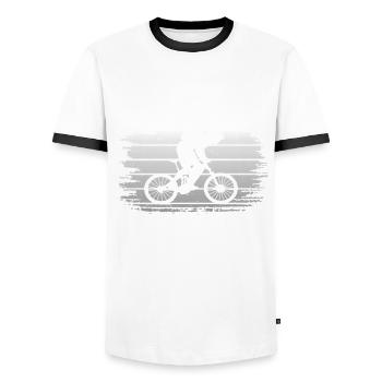 Cyclists Cycleless - Men's Ringer Shirt - white/black - Front - AI Model Female 172 light (172cm) & AI Model Male 178 dark (178cm)
