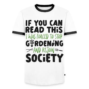 Plant Lover Gardening If You Can - Men's Ringer Shirt - white/black - Front - AI Model Female 172 light (172cm) & AI Model Male 178 dark (178cm)