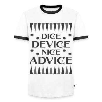 Backgammon Spiel - Männer Kontrast-T-Shirt - Weiß/Schwarz - Vorne - AI Model Female 172 light (172cm) & AI Model Male 178 dark (178cm)
