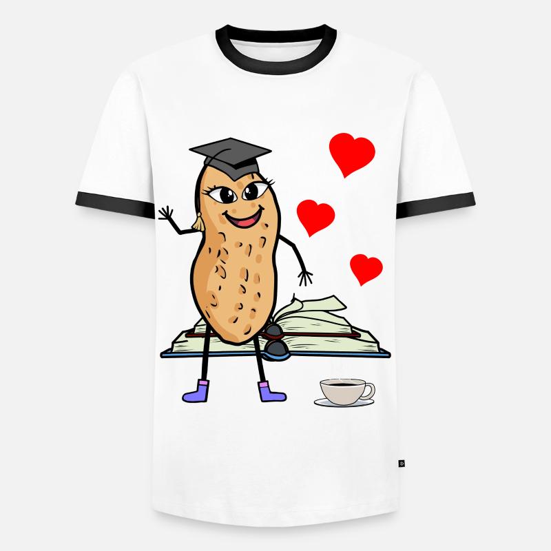 Erdnuss Studentin Studieren Studium Uni - Männer Kontrast-T-Shirt - Weiß/Schwarz