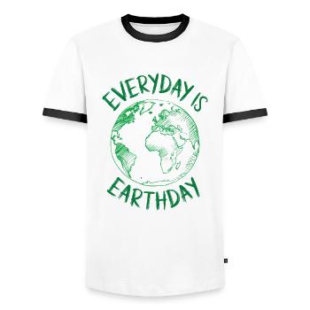 Every Day Is Earth Day - Men's Ringer Shirt - white/black - Front - AI Model Female 172 light (172cm) & AI Model Male 178 dark (178cm)