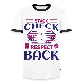 Backgammon Spiel - Männer Kontrast-T-Shirt - Weiß/Schwarz - Vorne - AI Model Female 172 light (172cm) & AI Model Male 178 dark (178cm)