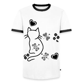 Cats, Cats, Children, Child, Toddlers, Retro, 80s - Men's Ringer Shirt - white/black - Front - AI Model Female 172 light (172cm) & AI Model Male 178 dark (178cm)