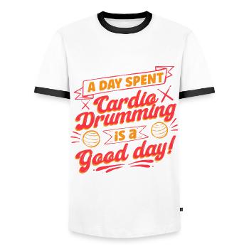 Cardio Drummer Kardio Trommeln - Männer Kontrast-T-Shirt - Weiß/Schwarz - Vorne - AI Model Female 172 light (172cm) & AI Model Male 178 dark (178cm)