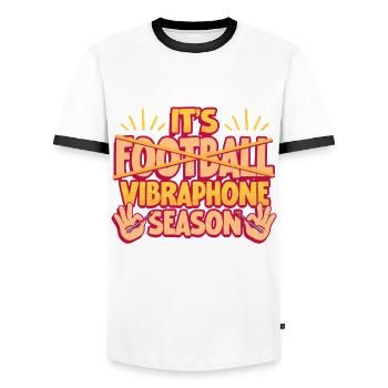 Vibraphon Marimba It's Vibraphone Season - Men's Ringer Shirt - white/black - Front - AI Model Female 172 light (172cm) & AI Model Male 178 dark (178cm)