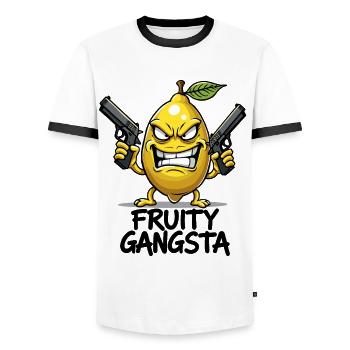 Gangsta fruité – Gangster au citron drôle - T-shirt contrasté Homme - blanc/noir - Devant - AI Model Female 172 light (172cm) & AI Model Male 178 dark (178cm)