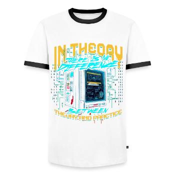 Theoretical Computer Scientist - Men's Ringer Shirt - white/black - Front - AI Model Female 172 light (172cm) & AI Model Male 178 dark (178cm)