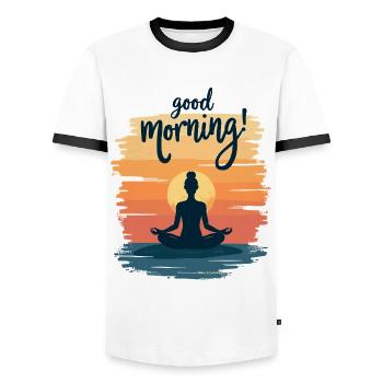 Good Morning Yoga Meditations-Design Morgenrituale - Männer Kontrast-T-Shirt - Weiß/Schwarz - Vorne - AI Model Female 172 light (172cm) & AI Model Male 178 dark (178cm)