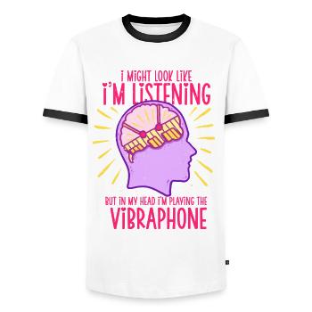 Vibraphone Marimba - T-shirt contrasté Homme - blanc/noir - Devant - AI Model Female 172 light (172cm) & AI Model Male 178 dark (178cm)