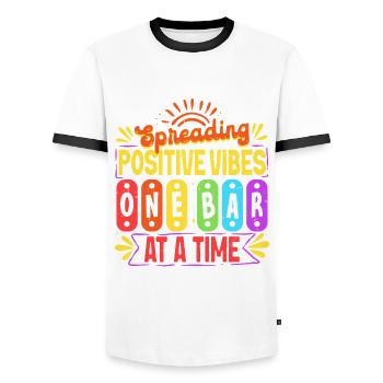 Vibraphone Marimba One Bar At A Time - Men's Ringer Shirt - white/black - Front - AI Model Female 172 light (172cm) & AI Model Male 178 dark (178cm)