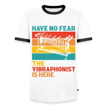 Vibraphone, marimba, vibraphonist - Men's Ringer Shirt - white/black - Front - AI Model Female 172 light (172cm) & AI Model Male 178 dark (178cm)