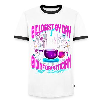 Bioinformatics Analyst Bioinformatican - Men's Ringer Shirt - white/black - Front - AI Model Female 172 light (172cm) & AI Model Male 178 dark (178cm)