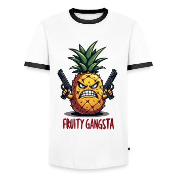 Pineapple Fruity Gangsta L’ananas le plus dur du monde - T-shirt contrasté Homme - blanc/noir - Devant - AI Model Female 172 light (172cm) & AI Model Male 178 dark (178cm)