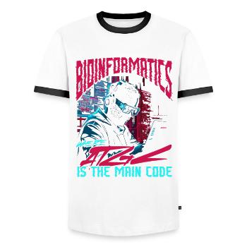 Bioinformatics Analyst Bioinformatician - Men's Ringer Shirt - white/black - Front - AI Model Female 172 light (172cm) & AI Model Male 178 dark (178cm)