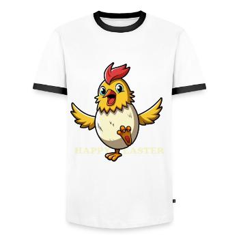 Happy Easter - Easter Chicken - Easter Egg - Gift - Men's Ringer Shirt - white/black - Front - AI Model Female 172 light (172cm) & AI Model Male 178 dark (178cm)