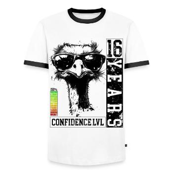 Strauß Vogel Teenager 16 Jahre Geburtstag Geschenk - Männer Kontrast-T-Shirt - Weiß/Schwarz - Vorne - AI Model Female 172 light (172cm) & AI Model Male 178 dark (178cm)