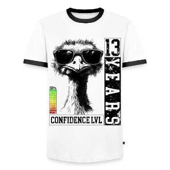 Vogel Strauß Teenager 13 Jahre Geburtstag Geschenk - Männer Kontrast-T-Shirt - Weiß/Schwarz - Vorne - AI Model Female 172 light (172cm) & AI Model Male 178 dark (178cm)