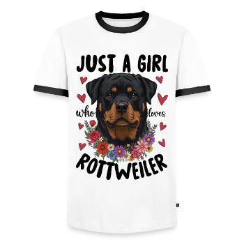 Just A Girl Who Loves Rottweiler - Men's Ringer Shirt - white/black - Front - AI Model Female 172 light (172cm) & AI Model Male 178 dark (178cm)