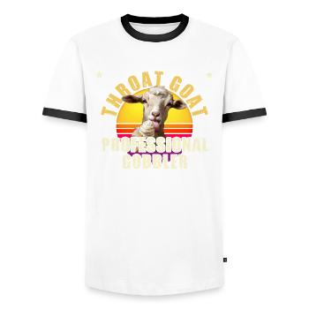 Throat Goat Retro Funny Gag Memes Unangemessener - Männer Kontrast-T-Shirt - Weiß/Schwarz - Vorne - AI Model Female 172 light (172cm) & AI Model Male 178 dark (178cm)