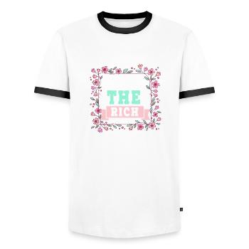 Tax the richt blumen - Men's Ringer Shirt - white/black - Front - AI Model Female 172 light (172cm) & AI Model Male 178 dark (178cm)