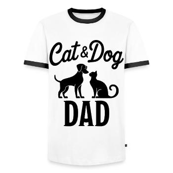 Katze und Hund Spruch Lustiges Haustier Geschenk - Männer Kontrast-T-Shirt - Weiß/Schwarz - Vorne - AI Model Female 172 light (172cm) & AI Model Male 178 dark (178cm)
