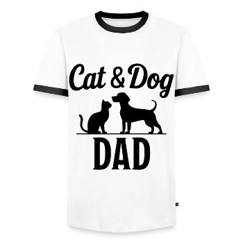 Katze und Hund Spruch Lustiges Haustier Geschenk - Männer Kontrast-T-Shirt - Weiß/Schwarz - Vorne - AI Model Female 172 light (172cm) & AI Model Male 178 dark (178cm)
