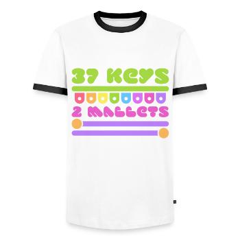 Vibraphone marimba 37 touches 2 maillets pas de problème - T-shirt contrasté Homme - blanc/noir - Devant - AI Model Female 172 light (172cm) & AI Model Male 178 dark (178cm)