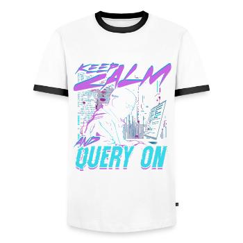 Bioinformatics Analyst Keep Calm And Query On - Men's Ringer Shirt - white/black - Front - AI Model Female 172 light (172cm) & AI Model Male 178 dark (178cm)