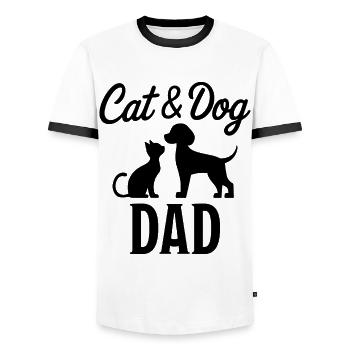 Katze und Hund Spruch Lustiges Haustier Geschenk - Männer Kontrast-T-Shirt - Weiß/Schwarz - Vorne - AI Model Female 172 light (172cm) & AI Model Male 178 dark (178cm)
