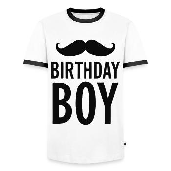 Birthday Boy – Geburtstag mit Schnurrbart - Männer Kontrast-T-Shirt - Weiß/Schwarz - Vorne - AI Model Female 172 light (172cm) & AI Model Male 178 dark (178cm)
