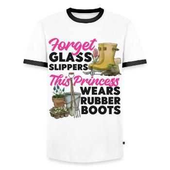 Amateur de plantes jardinier fille femelle - T-shirt contrasté Homme - blanc/noir - Devant - AI Model Female 172 light (172cm) & AI Model Male 178 dark (178cm)