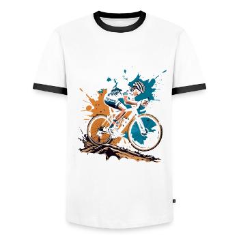 Cyclo-cross, il n’y a pas de pleurs en cyclo-cross - T-shirt contrasté Homme - blanc/noir - Devant - AI Model Female 172 light (172cm) & AI Model Male 178 dark (178cm)