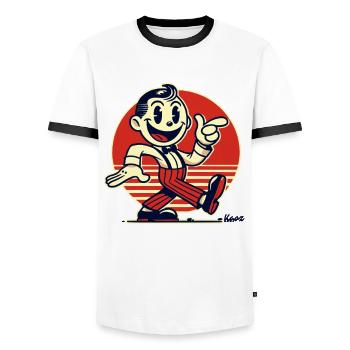 Retro cartoon man in vintage style - Men's Ringer Shirt - white/black - Front - AI Model Female 172 light (172cm) & AI Model Male 178 dark (178cm)