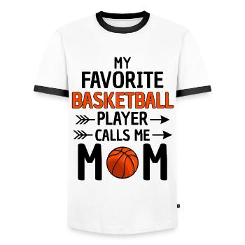 Fière maman de basket-ball - T-shirt contrasté Homme - blanc/noir - Devant - AI Model Female 172 light (172cm) & AI Model Male 178 dark (178cm)