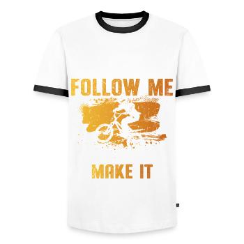Cyclo-cross, ne me suivez pas, vous n’y arriverez pas - T-shirt contrasté Homme - blanc/noir - Devant - AI Model Female 172 light (172cm) & AI Model Male 178 dark (178cm)