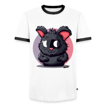 Funny bunny with ski goggles - Men's Ringer Shirt - white/black - Front - AI Model Female 172 light (172cm) & AI Model Male 178 dark (178cm)