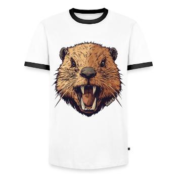 Castor sauvage - T-shirt contrasté Homme - blanc/noir - Devant - AI Model Female 172 light (172cm) & AI Model Male 178 dark (178cm)