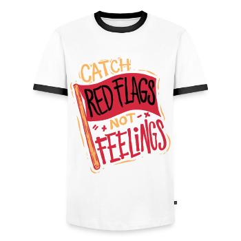 CFO Finanzvorstand Catch Red Flags Not Feelings - Männer Kontrast-T-Shirt - Weiß/Schwarz - Vorne - AI Model Female 172 light (172cm) & AI Model Male 178 dark (178cm)