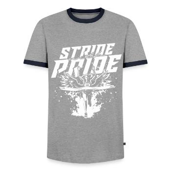 Marathon Marathonläufer Stride With Pride - Männer Kontrast-T-Shirt - Grau/Navy  - Vorne - AI Model Female 172 light (172cm) & AI Model Male 178 light (178cm)