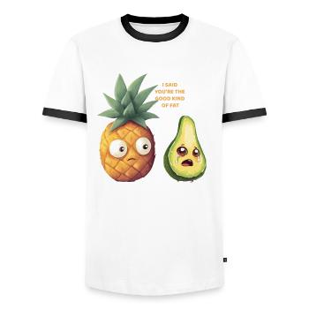 You're The Good Fat - Avocado Pineapple - Men's Ringer Shirt - white/black - Front - AI Model Female 172 light (172cm) & AI Model Male 178 dark (178cm)
