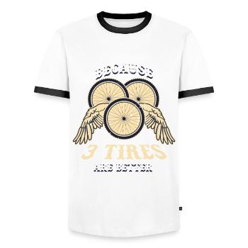 Les pneus couchés du tricycle 3 sont meilleurs - T-shirt contrasté Homme - blanc/noir - Devant - AI Model Female 172 light (172cm) & AI Model Male 178 dark (178cm)