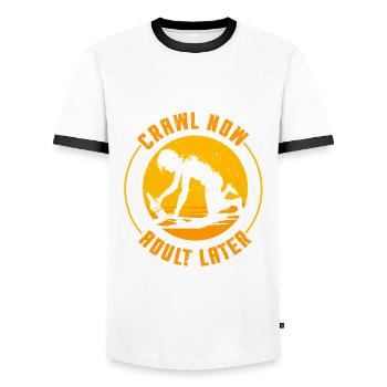 Bar Crawl Kneipentour Crawl Now Adult Later - Männer Kontrast-T-Shirt - Weiß/Schwarz - Vorne - AI Model Female 172 light (172cm) & AI Model Male 178 dark (178cm)