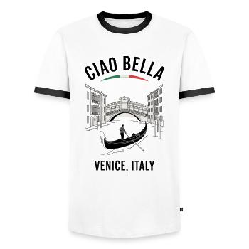 Ciao Bella Venice Italy - Männer Kontrast-T-Shirt - Weiß/Schwarz - Vorne - AI Model Female 172 light (172cm) & AI Model Male 178 dark (178cm)